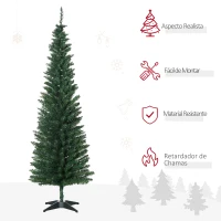 HOMCOM Árvore de Natal Artificial 180cm Ignífugo com 390 Pontas de Ramo PVC e Suporte de Metal Decoração de Natal para Interiores Fácil de Montar Verde(m-4)