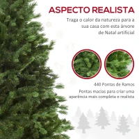 HOMCOM Árvore Artificial de Natal 150cm com Base Dobrável 440 Galhos PE Tridente e PVC Individual Árvore de Natal Decorativa Exterior Interior Ø75x150cm Verde(m-4)