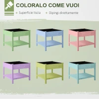 Outsunny Letto per Orto Rialzato, Orto Urbano Pensile Tavolo Porta Piante con Fodera in Tessuto per Giardino, 91x91x81cm, Legno(m-7)