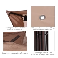 Outsunny Paviljoen met zijwanden partytent tuintent popup 3,25 x 3,25 m khaki(m-5)