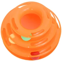 PawHut Katzen Spielturm Spielzeug Kugelbahn Kreisel mit 3 Bällen 3 Etagen Kunststoff Orange L25 x B16 x H13cm(m-4)