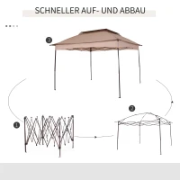 Outsunny Paviljoen met zijwanden partytent tuintent popup 3,25 x 3,25 m khaki(m-7)