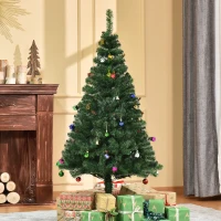 HOMCOM Árvore de Natal Artificial 150cm Ignífugo com 420 Ramos 48 Decorações Folhas de PVC e Suporte Metálico Verde(m-2)