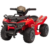 HOMCOM quad ATV kinderwagen kinderauto 6V batterij elektrische auto LED koplamp kindervoertuig kindermotor elektrische quad voor 18-36 maanden kinderen metaal PP plastic rood 66 x 44 x 42 cm(m-11)
