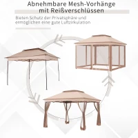 Outsunny Paviljoen met zijwanden partytent tuintent popup 3,25 x 3,25 m khaki(m-4)