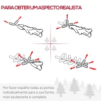 HOMCOM Árvore de Natal Artificial 180cm Ignífugo com 390 Pontas de Ramo PVC e Suporte de Metal Decoração de Natal para Interiores Fácil de Montar Verde(m-5)