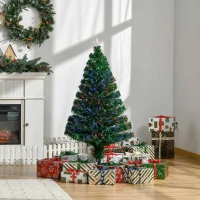 HOMCOM Árvore de Natal Artificial 120 cm com Fibra Óptica e Suporte Metálico Decoração de Natal Ø60x120 cm Verde(m-10)