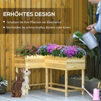 Outsunny verhoogd bed houten plantenbak met irrigatiesysteem vlies bloembak bloempot kruidenbed naturel 121 x 91 x 81 cm(m-4)