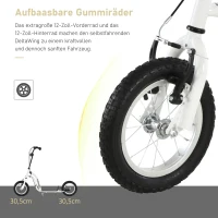 HOMCOM step kinderscooter scooter stadsscooter luchtbanden verstelbaar wit(m-7)