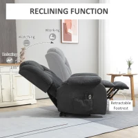 HOMCOM Oversized Riser and Recliner Chairs for the Elderly with 8 Vibration Massage, Large Fabric Upholstered Lift Chair for Living Room with Remote Control, Side Pocket, Footrest, Dark Grey(m-5)