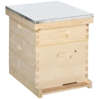 Outsunny Bienenbeute Bienenstock mit 20 Rähmchen aus Massivholz inklusive Gehäuse Imkereibedarf Natur 58,2 x 48 x 56,6 cm(m-1)