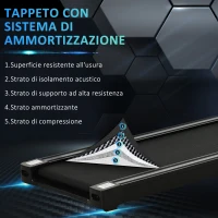 HOMCOM Tapis Roulant Elettrico Pieghevole Salvaspazio con 2 Ruote, 12 Programmi e Chiave di Sicurezza, per Casa e Ufficio, Max 12km/h(m-9)
