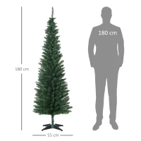 HOMCOM Árvore de Natal Artificial 180cm Ignífugo com 390 Pontas de Ramo PVC e Suporte de Metal Decoração de Natal para Interiores Fácil de Montar Verde(m-3)