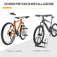 HOMCOM Rastrelliera Portabiciclette Parcheggio per 4 Biciclette in Acciaio, 110x33x27 cm, Nero(m-9)