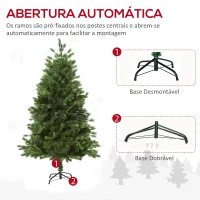 HOMCOM Árvore Artificial de Natal 150cm com Base Dobrável 440 Galhos PE Tridente e PVC Individual Árvore de Natal Decorativa Exterior Interior Ø75x150cm Verde(m-7)