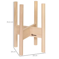 Set van 2 plantenstandaards voor buiten massief dennenhout natuurlijke kleur 18 x 18 x 35,4 cm(m-3)