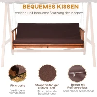 huśtawka z dachem drewniana huśtawka ogrodowa ławka bujana funkcja leżenia na 3 osoby(m-7)