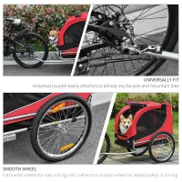 PawHut Steel Dog Bike Trailer Pet Cart Carrier for Bicycle Kit Water Resistant with Hitch Coupler Travel Black and Red(m-8)