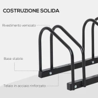 HOMCOM Rastrelliera Portabiciclette Parcheggio per 4 Biciclette in Acciaio, 110x33x27 cm, Nero(m-8)