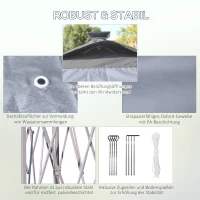 Outsunny Pavillon Faltpavillon mit LED Solar Lichterkette USB-Ladeanschluss Pop-Up-Pavillon 3,3 x 3,3 m Gartenpavillon inkl. Tasche atmungsaktivem Dach Oxford Mesh Grau(m-7)