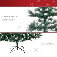 HOMCOM Árvore de natal de 210 cm 2012ramos com Suporte Metálico Árvore de Natal de ponta branca artificial Realista para interiores Φ130x210 cm(m-7)