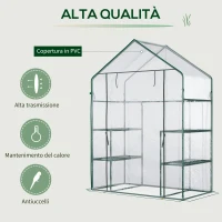 Outsunny Serra da Giardino in PE Impermeabile e Anti UV con Accessori Montaggio, 142x73x195 cm, Verde(m-4)