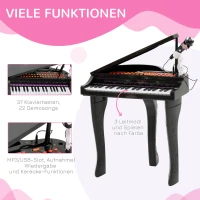 HOMCOM Kinderpiano piano keyboard muziekinstrument MP3 USB 37 toetsen met kruk(m-5)