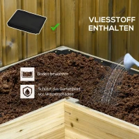 Outsunny podwyższona grządka drewno skrzynka na rośliny z systemem nawadniającym włóknina skrzynka na kwiaty donica skrzynka na zioła kolor naturalny 121 x 91 x 81 cm | Aosom(m-6)