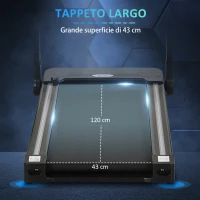 HOMCOM Tapis Roulant Elettrico Pieghevole Salvaspazio con 2 Ruote, 12 Programmi e Chiave di Sicurezza, per Casa e Ufficio, Max 12km/h(m-6)