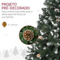 HOMCOM Árvore de Natal Artificial 150cm com 676 Ramas e 41 Pinhas Folhas de PVC com Efeito de Neve Base Dobrável e Suporte Metálico para Interiores Verde(m-5)