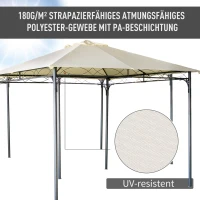 Outsunny partytentdak, vervangend dak voor partytent, partytentafdekking, polyester bescherming tegen de zon, beige 3 x 3 m(m-4)