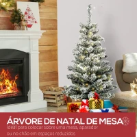 HOMCOM Árvore de Natal Pequena Artificial Ø40x90cm com Luzes LED 116 Ramas Vaso Desmontável e Suporte de Metal Decoração de Natal para Interior Verde e Branco(m-7)