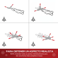 HOMCOM Árvore de Natal 120 cm Árvore de Natal Artificial com 130 Ramos 16 Luzes LED e Fibra Óptica Ø60x120 cm Verde(m-5)