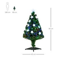 HOMCOM Árvore de Natal Artificial 90cm Árvore de Natal com 12 Luzes LED 3 Cores e 90 Ramos PVC Decoração de Natal Verde(m-3)