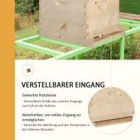 Outsunny Bienenbeute Bienenstock mit 20 Rähmchen aus Massivholz inklusive Gehäuse Imkereibedarf Natur 58,2 x 48 x 56,6 cm(m-6)