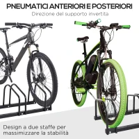 HOMCOM Rastrelliera Portabiciclette Parcheggio per 4 Biciclette in Acciaio, 110x33x27 cm, Nero(m-6)
