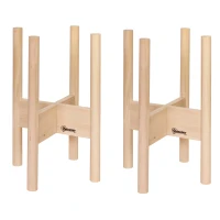 Set van 2 plantenstandaards voor buiten massief dennenhout natuurlijke kleur 18 x 18 x 35,4 cm(m-1)