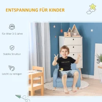 HOMCOM Kindersessel Kindersofa mit Leinen-Optik, massiven Holzfüßen Sessel aus Schaumstoff Kinderstuhl für Kinderzimmer, Spielzimmer, 49 x 45 x 44 cm, für Kinder 3-5 Jahre Blau(m-6)