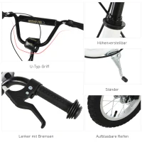 HOMCOM step kinderscooter scooter stadsscooter luchtbanden verstelbaar wit(m-6)