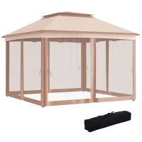 Outsunny Paviljoen met zijwanden partytent tuintent popup 3,25 x 3,25 m khaki(m-11)