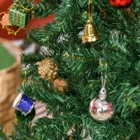 HOMCOM Árvore de Natal Artificial 180cm Ignífugo com 624 Ramos 48 Decorações Folhas de PVC e Suporte Metálico Verde(m-8)