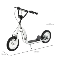 HOMCOM step kinderscooter scooter stadsscooter luchtbanden verstelbaar wit(m-3)