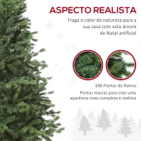 HOMCOM Árvore Artificial de Natal com Base Dobrável 696 Galhos PE Tridente e PVC Individual Árvore de Natal Decorativa Exterior Interior Φ90x180 cm Verde(m-6)