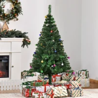 HOMCOM Árvore de Natal Artificial 150cm Ignífugo com 420 Ramos 48 Decorações Folhas de PVC e Suporte Metálico Verde(m-10)