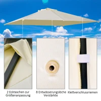Outsunny partytentdak, vervangend dak voor partytent, partytentafdekking, polyester bescherming tegen de zon, beige 3 x 3 m(m-5)