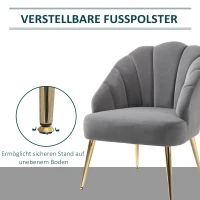 HOMCOM Esszimmerstuhl Wohnzimmerstuhl Bürostuhl Gepolsterter Sessel Relaxsessel Sessel mit golden Beinen im Retro Design Polyester Stahl Grau+Gold 70 x 63 x 82 cm(m-7)