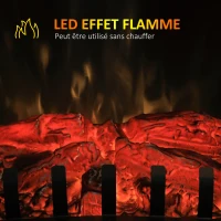 HOMCOM Cheminée électrique foyer électrique poêle 1000 W ou 2000W simulation flammes LED luminosité réglable avec thermostat(m-5)