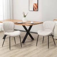 HOMCOM Lot de 2 chaises de salle à manger en tissu et piètement métal - grand confort - assise enveloppante - gris(m-2)