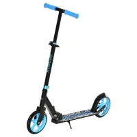 HOMCOM Trottinette Pliable Adulte Enfant à partir de 14 Ans béquille Frein à Friction arrière Hauteur Guidon réglable 3 niv. Roues à 20 cm alu. métal Noir Bleu(m-1)