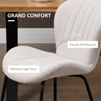 HOMCOM Lot de 2 chaises de salle à manger en tissu et piètement métal - grand confort - assise enveloppante - gris(m-5)